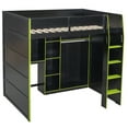 thumbnail image 2 of Mirightone Full Loft Bed with Gaming Desk, Full Gaming Loft Bed with Storage and Wardrobe, Gaming Loft Bed with Light for Adults, (Black+Green), 2 of 7