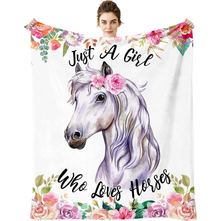 Just A Girl Who Loves Horses Horse Lover Blanket Throw Soft