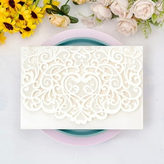 Rileys & Co 50 Pack Wedding Invitation Cards with Envelopes, Bonus Stickers  Included, 5x7 inches (Cream) 