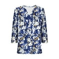 thumbnail image 6 of T-Shirts for Women 3/4 Sleeve V-Neck Floral Printed Casual Dressy Tunic Tops Laides T-Shirts, 6 of 6