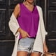 thumbnail image 3 of Camiseta sin mangas de color liso, camiseta sin mangas con cuello en V para mujer, camiseta sin mangas de color liso de satén, camiseta sin mangas de color liso de satén, rendimiento sólido, 3 of 6