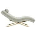 SAFAVIEH Monroe Modern Glam Chaise with Headrest Pillow, Grey/Gold