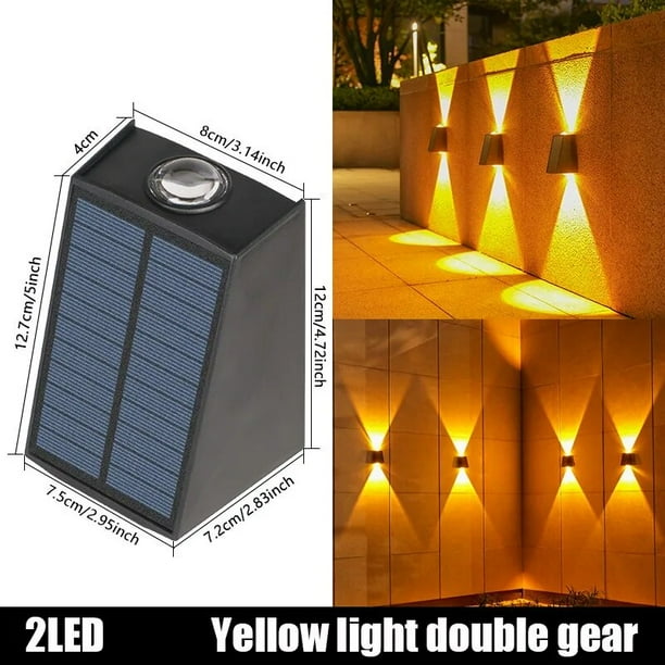 Lámpara de pared de energía Solar impermeable para exteriores, iluminación luminosa de arriba y abajo para patio, jardín, balcón, decoración de calle