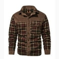 thumbnail image 4 of WREESH Fashion Winter Jacket Men'S Button Opening and Closing Fleecing Plaid Coat Long Sleeve Stand Collar Jacket Coffee, 4 of 8