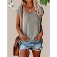 thumbnail image 3 of ZOELNIC 3 Pack Women's Short Sleeve V-Neck T-Shirts - 2025 Summer Fashion Loose Fit Cute Tees Trendy Basic Tops, S, 3 of 6
