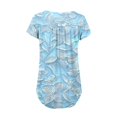 thumbnail image 6 of Womens Tops 2026 Summer Dressy Casual Floral Printed Short Sleeve Button Down Ruffle Pleated Shirts Loose Fit Cute Work Outfits Blouses, 6 of 6