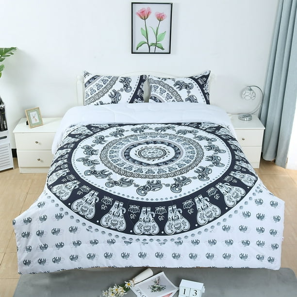 Piccocasa All Season 3pcs Bedding Sets Full Size Comforter With 2 Pillow Cases Bohemian White Com - Full Size Bohemian Bedding Set Piccocasa All Season 3pcs Bedding Sets Full Size Comforter With 2 Pillow Cases Bohemian White Com - Full Size Bohemian Bedding Set