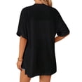 thumbnail image 3 of Nlife Women Open Front Rolled Short Sleeve Side Slit Hem Cardigan, 3 of 4