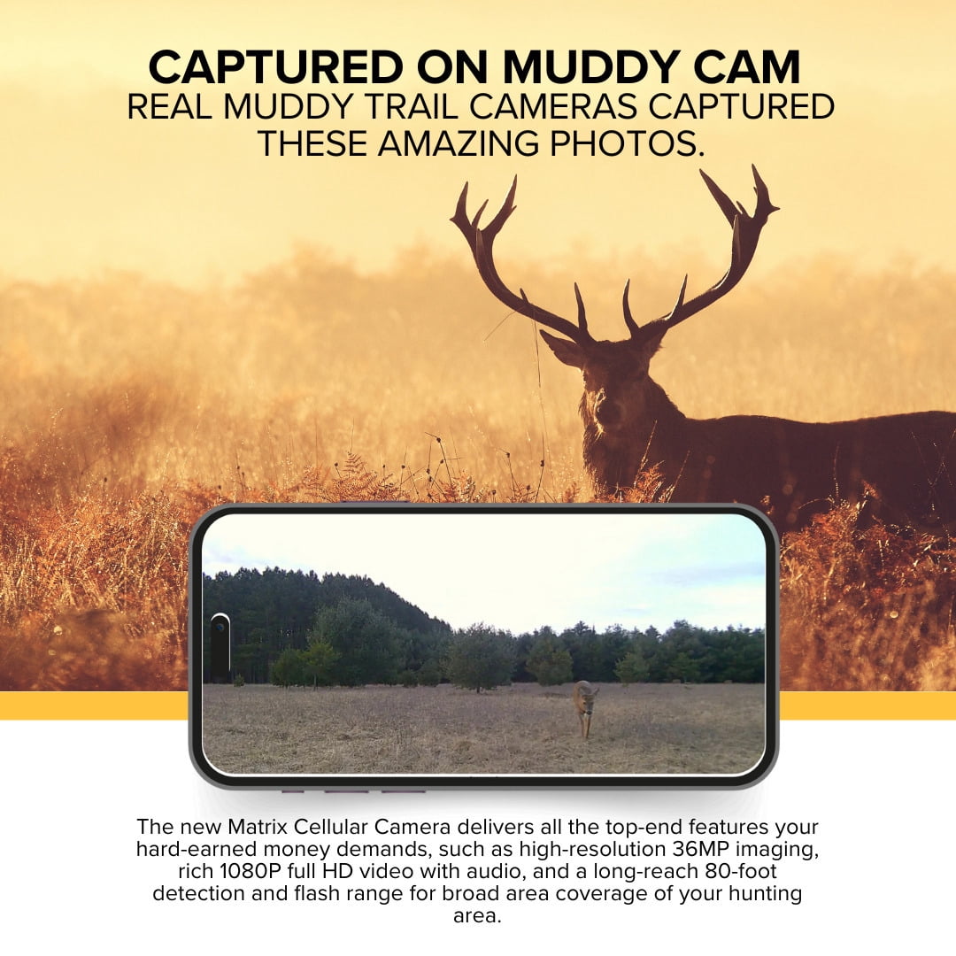 Muddy Matrix 36MP Imaging Cellular Trail Camera with On Demand Photo Bundle with SD Card Reader and Viewer, 32GB Ultra SDHC UHS-I Memory Card, and Card Reader (4 Items)