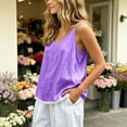 thumbnail image 3 of cocolona Womens Summer Linen Tank Tops Sleeveless V Neck Lace Hem Camisole Shirts Casual Solid Color Blouses, 3 of 4