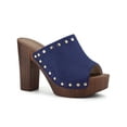 thumbnail image 1 of BLISSFUL STEP Women's Shoes Platform Chunky Heels Open Toe Rivet Faux Suede Slides Sandals Haze Blue 5.5, 1 of 7