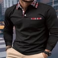thumbnail image 4 of Spring And Autumn Fashion Men's Long Sleeve Polo Shirt Business Casual Lapel Plaid Collar Daily outdoor Casual Long Sleeve, 4 of 6