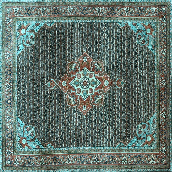 Ahgly Company Indoor Square Persian Light Blue Traditional Area Rugs, 7' Square