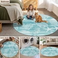 thumbnail image 5 of Turquoise Coastal Round Area Rug 3.3Ft Washable Circle Rugs for Dining Room Table, Nautical Coral Starfish Shell Seahorse Ocean Non-Slip Carpet Floor Mats Indoor Outdoor Carpet Runner Home Decor, 5 of 8