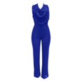 thumbnail image 2 of Women's Sequin Jumpsuit, Cowl Neck Halter Backless Romper, Sleeveless Wide Leg Jumpsuit for Women, Glittery Party Wear, Club Outfit, Prom Dress, Date Night and Special Occasions-Blue, 2 of 5