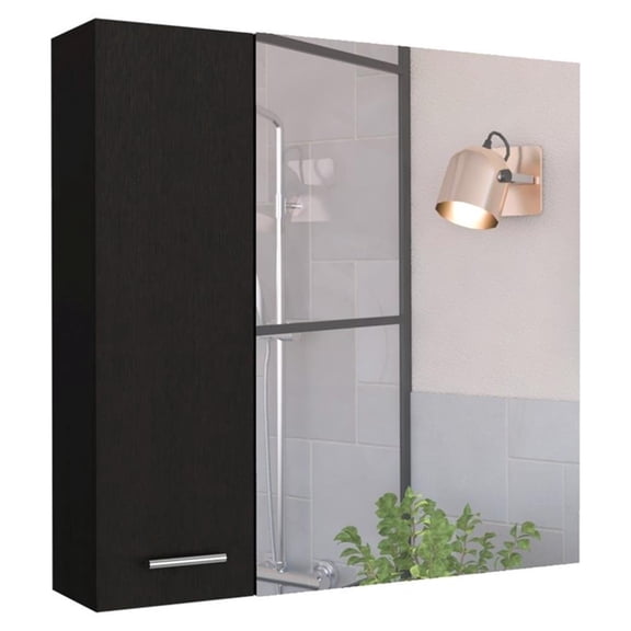 FM FURNITURE Kenya Engineered Wood Medicine Cabinet One Door in Black