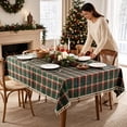 thumbnail image 6 of Christmas Plaid Tablecloth, Classic Tartan Checkered Table Cover with Elegant Drape Wrinkle Resistant Design and Reusable Holiday Style, Christmas Dinner Party Dining Table Restaurant Home Decor, 6 of 7