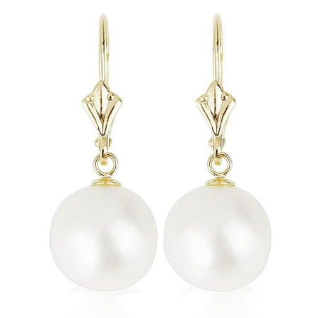 14k Yellow Gold Round Pearl Earrings With Freshwater Cultured Pearls 14k Yellow Gold Round Pearl Earrings With Freshwater Cultured Pearls Leverback Available In 7 0 5 8 And 10 Mm