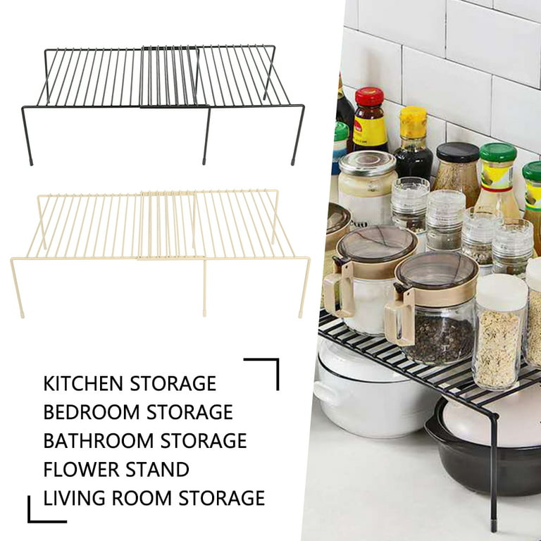  2 Pack Expandable Cabinet Countertop Shelves, Stackable Shelves  Organizers For Kitchen Cabinet Countertop Storage, Adjustable Cupboard  Counter Pantry Organizer Shelf Rack Stand, Length:20.5, Black: Home &  Kitchen