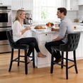 thumbnail image 6 of Bar Stools Set of 2, LegaHome 26" Counter Height Bar Stools with Back Sets of 2, Velvet Upholstered Bar Stool with Button Tufted & Nailhead Trim, Counter Stool for 35-39" Kitchen Island, Black, 6 of 9