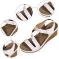 thumbnail image 5 of Rokment Wedges Dress Sandals for Women 2026 Stylish Simple Casual Leather Platform Chunky High Heels Summer Beach Orthopedic Dressy Work Sandal Ladies White Size 6.5, 5 of 7