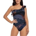 thumbnail image 2 of Picia Fire Breathing Dragon Twilight Pattern Women's One Piece Swimsuits,One Shoulder Swimwear Asymmetric ,Ruffle Monokinis Bathing Suits,High Waisted Flattering Bathing Suits-Large, 2 of 8