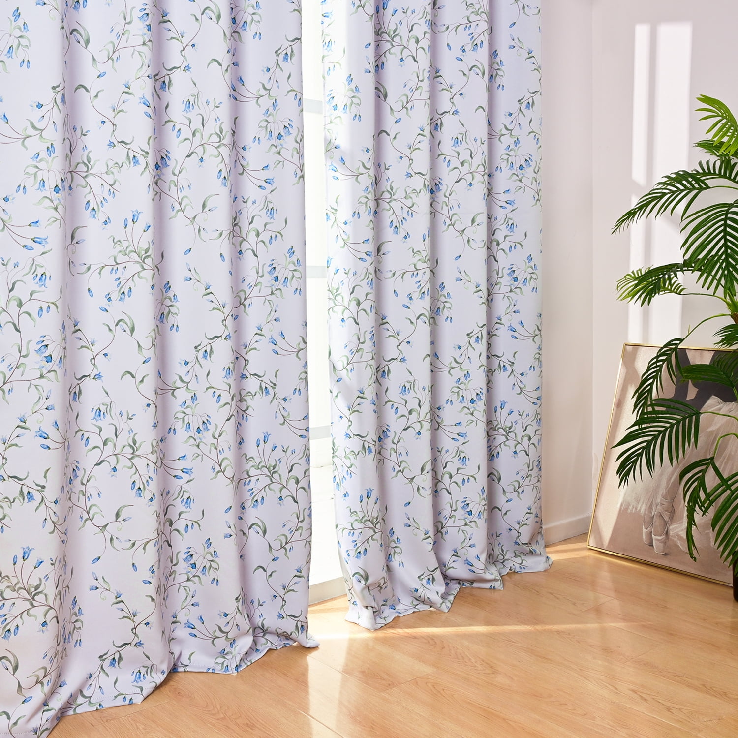 Alishomtll Blackout Curtains Country Floral Printed Thermal Insulated Window Drapes for Bedroom Living Room 84 Inches Long,52" Wide, 2 Panels