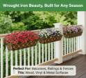 Y&M 24 Inch Window Deck with Nonwoven Fabric Liner, 24" Boxes Horse Trough Coco Basket Railing Planter Metal Hanging Flower for Outdoor Garden Fence Lawn, 4packs