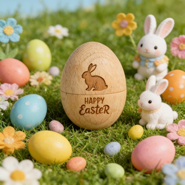 Wooden Openable Easter Decorations Eggs Hanging Ornaments For Easter Tree Decorations Basket Filler