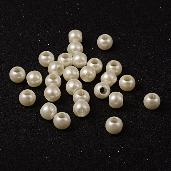 50 pc Plastic Imitation Pearl European Beads Large Hole Rondelle Beads Creamy White 11.5~12x10mm Hole: 5mm
