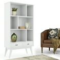 thumbnail image 2 of Simpli Home Draper SOLID HARDWOOD 64 inch x 35 inch Mid Century Modern Wide Bookcase and Storage Unit in White, 2 of 7