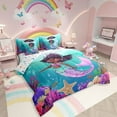 thumbnail image 3 of Erosebridal Black Mermaid Comforter Set With Sheets 7 Piece Twin Black Princess Bed In A Bag Cute Ocean Mermaid Bedding Set For Little American African Bed Set Marine Life Room Decor, 3 of 6