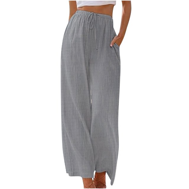 Timegard Lounge Pants for Women Lightweight Elastic High Waist Fall Casual Loose Trousers Solid Color