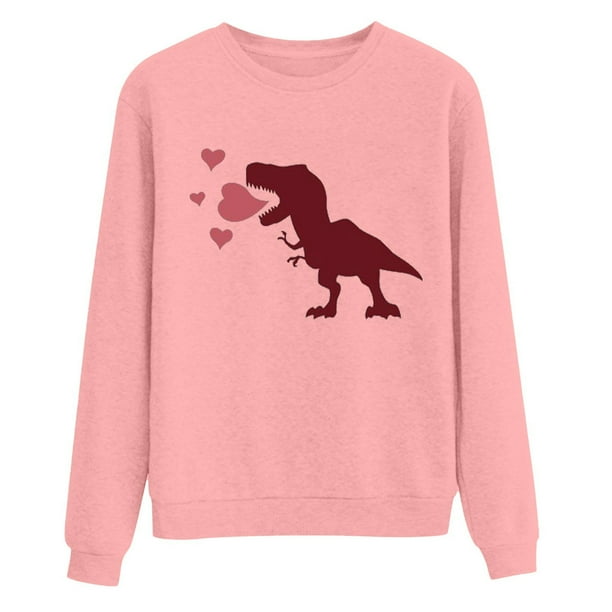 Gibobby Sudadera sin capucha y ocio Blusa de manga larga con cuello redondo y estampado del día de San Valentín para mujer (estilo 01)(Rosa, XXL)