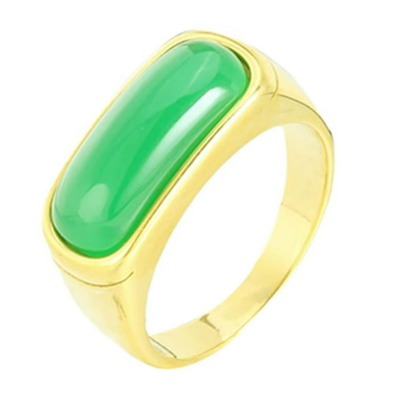 HIJONES Women's Multicolor Gemstone Rings Band Stainless Steel Statement Wedding Anniversary Jewelry Light Green Size 11