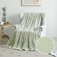 thumbnail image 2 of PLEASANT BOULEVARD | Fuzzy Throw Blanket Double-Sided Design Checkered Striped Waffe Lightweight Fleece Blankets for Bed and Couch Décor – Cozy, Soft, Cute for Women, Throw (50" x 60") Green, 2 of 5