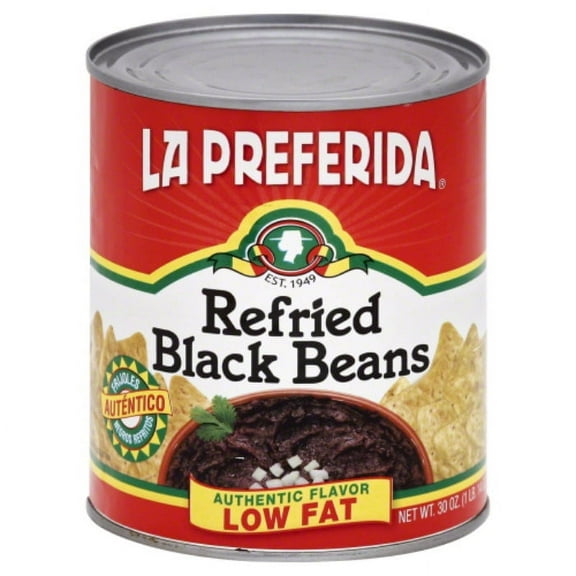 La Preferida Black Refried Beans 30 oz (Pack of 12)
