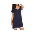 thumbnail image 5 of Women Pajamas Cotton Nightdress Round Neck Short Sleeve Lingerie Home Clothing, 5 of 6