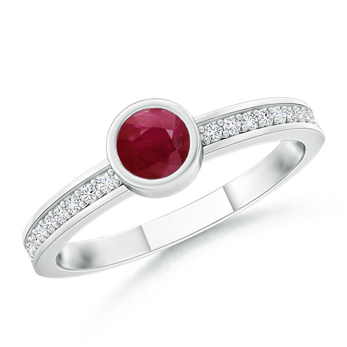 wide Sterling Silver Stackable Eternity Band Ruby Crystals 1//8 July Birthstone 3 mm