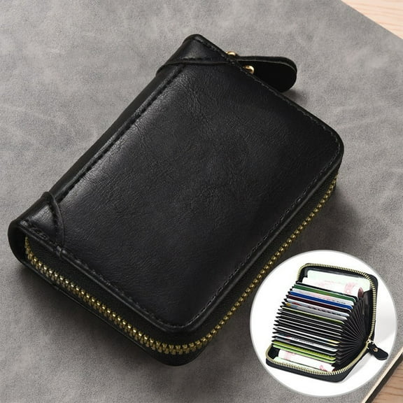 Naittoop Zipper Credit Card Wallet Men's and Women's Card Case RFID Shielded Wallet Compact Size Multi Card Position Suitable For Credit Card Storage Going Out Business Card Holder Black