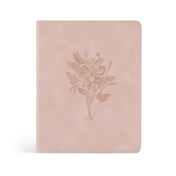 Hosanna Reviva, New Living Translation, Notetaking Bible, Wide Margins, Pink Leather-like Cover with Floral Design, Title: Shiloh Theme