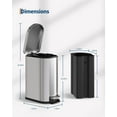 thumbnail image 4 of Step-On Trash Can Set – 13.2 & 2.6 Gal Stainless Steel – Soft-Close Lid & Removable Buckets – Odor Control – Slim Rectangular – Kitchen, Bathroom & Office, 4 of 9