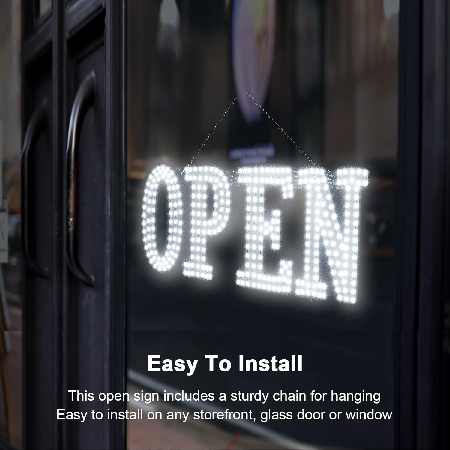 Ultra Bright 40"x14" Large LED Open Sign for Business with Hanging Installation