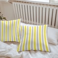 thumbnail image 4 of Light Yellow Grey Stripes Outdoor Pillow Covers Set of 2 Minimalist Abstract Vertical Striped Waterproof Throw Pillow Case Decorative Square Cushion Cover for Patio Couch Garden Balcony, 20"x20", 4 of 9