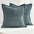 thumbnail image 5 of Topfinel 20" x 20" Wide Side Pillowcase,Corduroy Decorative Textured Pillow Cover,Blue,Set of 2, 5 of 9