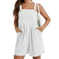 thumbnail image 2 of FAIWAD Women's Short Overalls Casual Loose Bib Jumpsuits Button Up Adjustable Straps Rompers with Pockets, 2 of 8