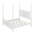 thumbnail image 5 of BEBPILOO Traditional King Size Solid Wood Four Poster Bed with Horizontal Grille Design, White, 5 of 12