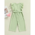 thumbnail image 5 of Bagilaanoe Kids Toddler Baby Girls Ruffled Sleeveless Jumpsuit Romper with Belt Zipper Back Overall Pants Clothes, 5 of 9