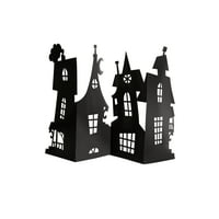 Paper Haunted House Halloween Centerpiece Decoration, Black, 24 x 15in