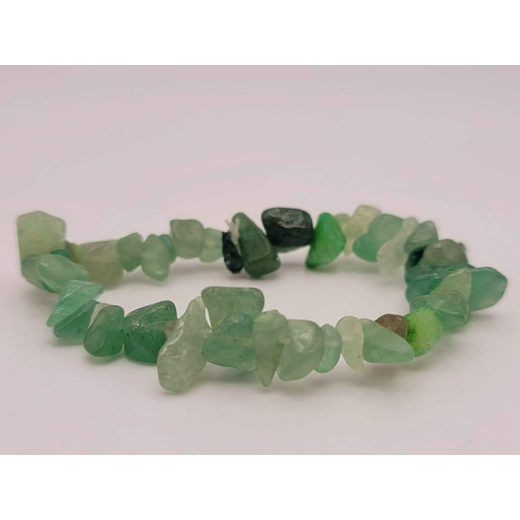 Green Aventurine Chip Bracelet Handmade Genuine Crystal Stretch Bracelet